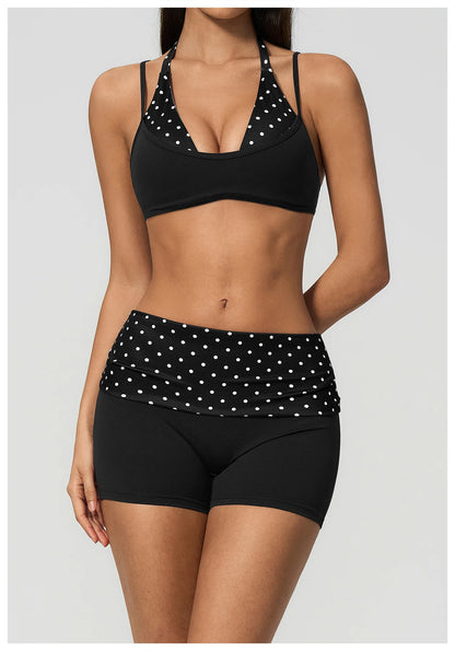 Women's Striped Yoga Bra Breathable Sports Underwear Shockproof Workout Top Sexy Polka Dot Bra Beautiful Back Sports Yoga Top