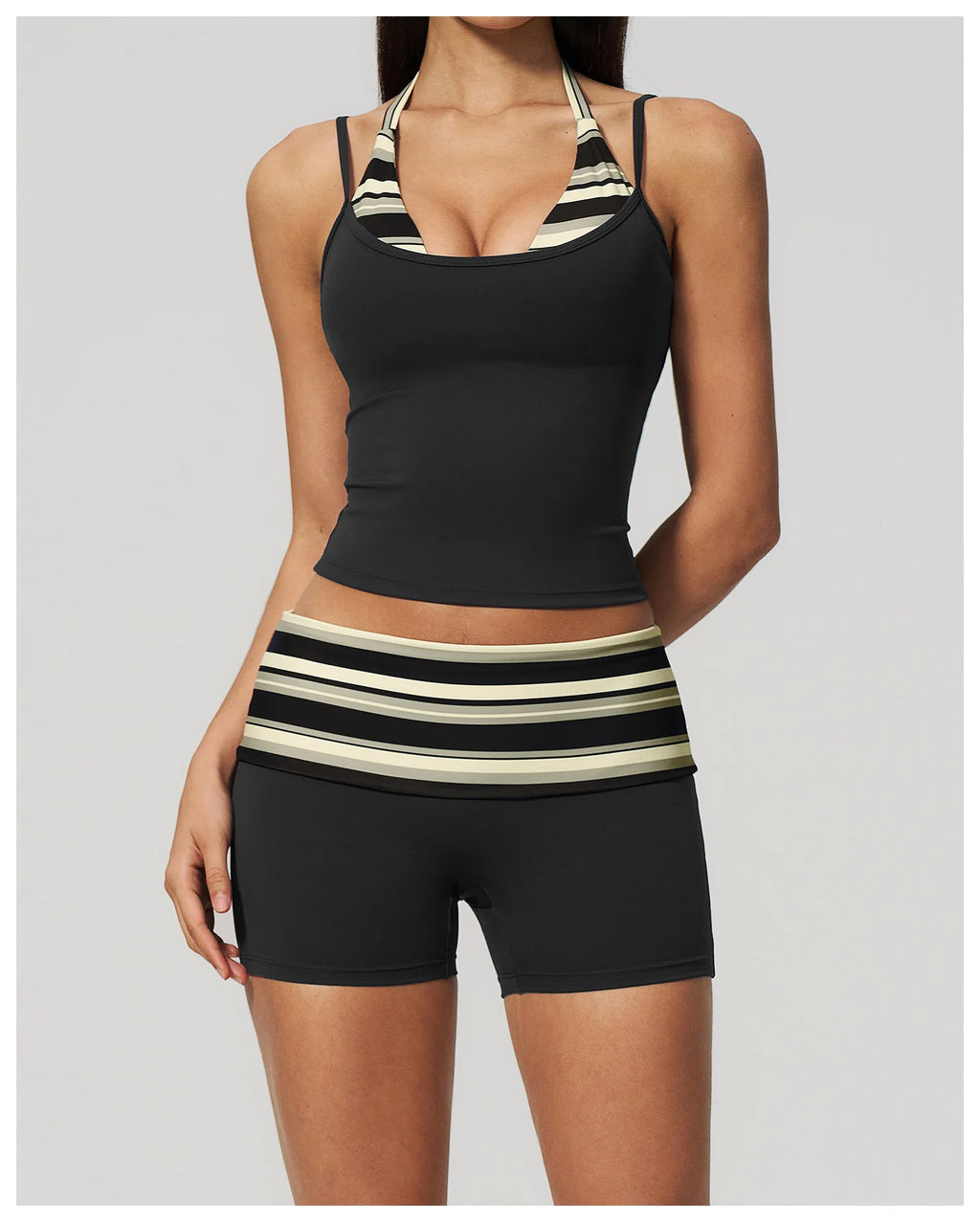 Polka Dot Yoga Tank Top Shockproof Striped Fitness Bra Gym Workout Vest Breathable Sport Top Halter Beautiful Back Sport Vest
