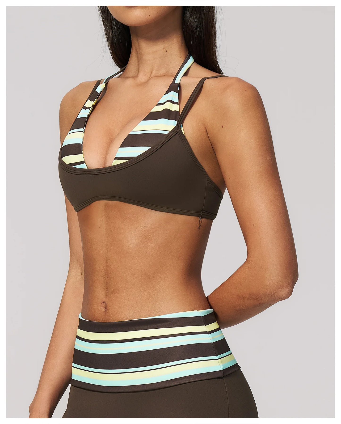 Women's Striped Yoga Bra Breathable Sports Underwear Shockproof Workout Top Sexy Polka Dot Bra Beautiful Back Sports Yoga Top