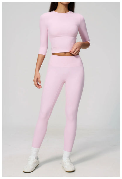Summer Women Yoga Shirts Tight Yoga Top Breathable Fitness Sports T-Shirts Fitness Clothes Running Sport Top Gym Workout Shirts