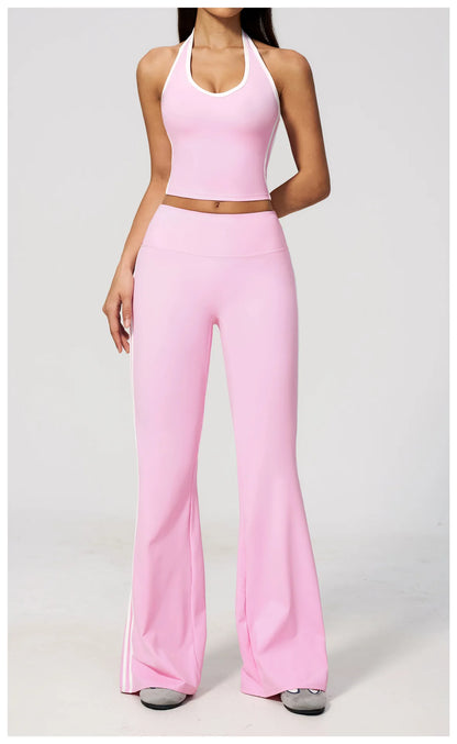 Summer Yoga Pants Women's High Waist Push Up Flared Pants Fitness Wide-Leg Pants Athletic Wear Running Workout Flared Trousers