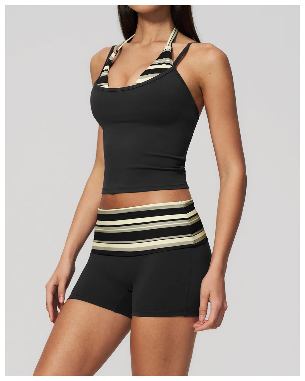 Polka Dot Yoga Tank Top Shockproof Striped Fitness Bra Gym Workout Vest Breathable Sport Top Halter Beautiful Back Sport Vest
