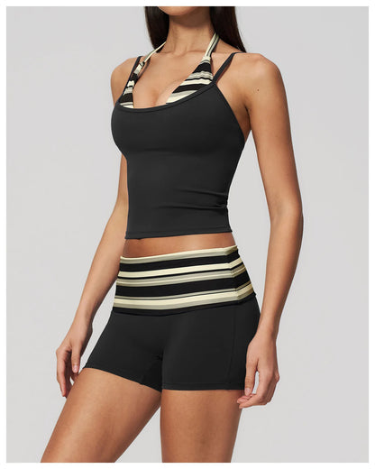 Polka Dot Yoga Tank Top Shockproof Striped Fitness Bra Gym Workout Vest Breathable Sport Top Halter Beautiful Back Sport Vest