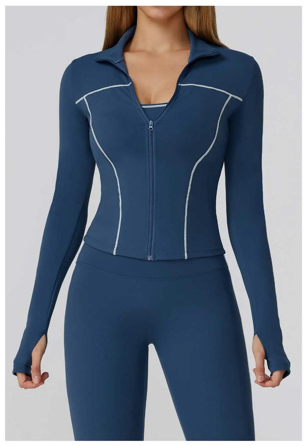 Women Zip Fitness Clothes Long Sleeve Sports Jacket Stand-up Collar Yoga Shirt Quick Dry Gym Top Outdoors Sunscreen Running Coat