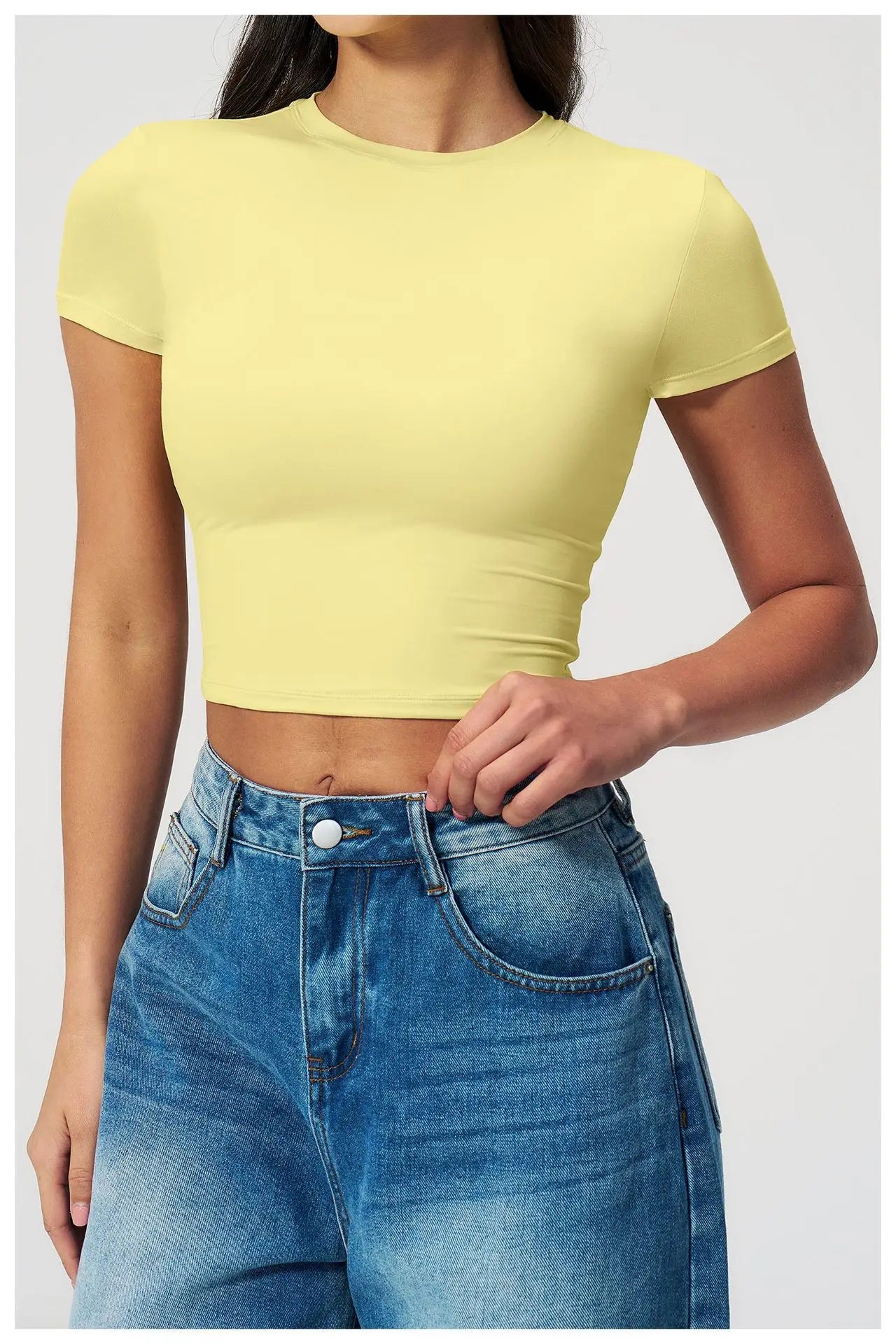 Summer Gym Crop Tops Women Yoga T-shirts Fitness Short Sleeved Workout Shirts Gym Sports Shirts Female Running Active Yoga Wea