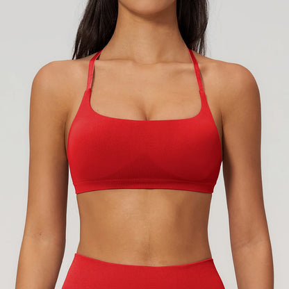 Summer Seamless Yoga Bra Women Fitness Workout Top Cross Back Strap Sports Underwear Female Breathable Running Cycling Gym Top