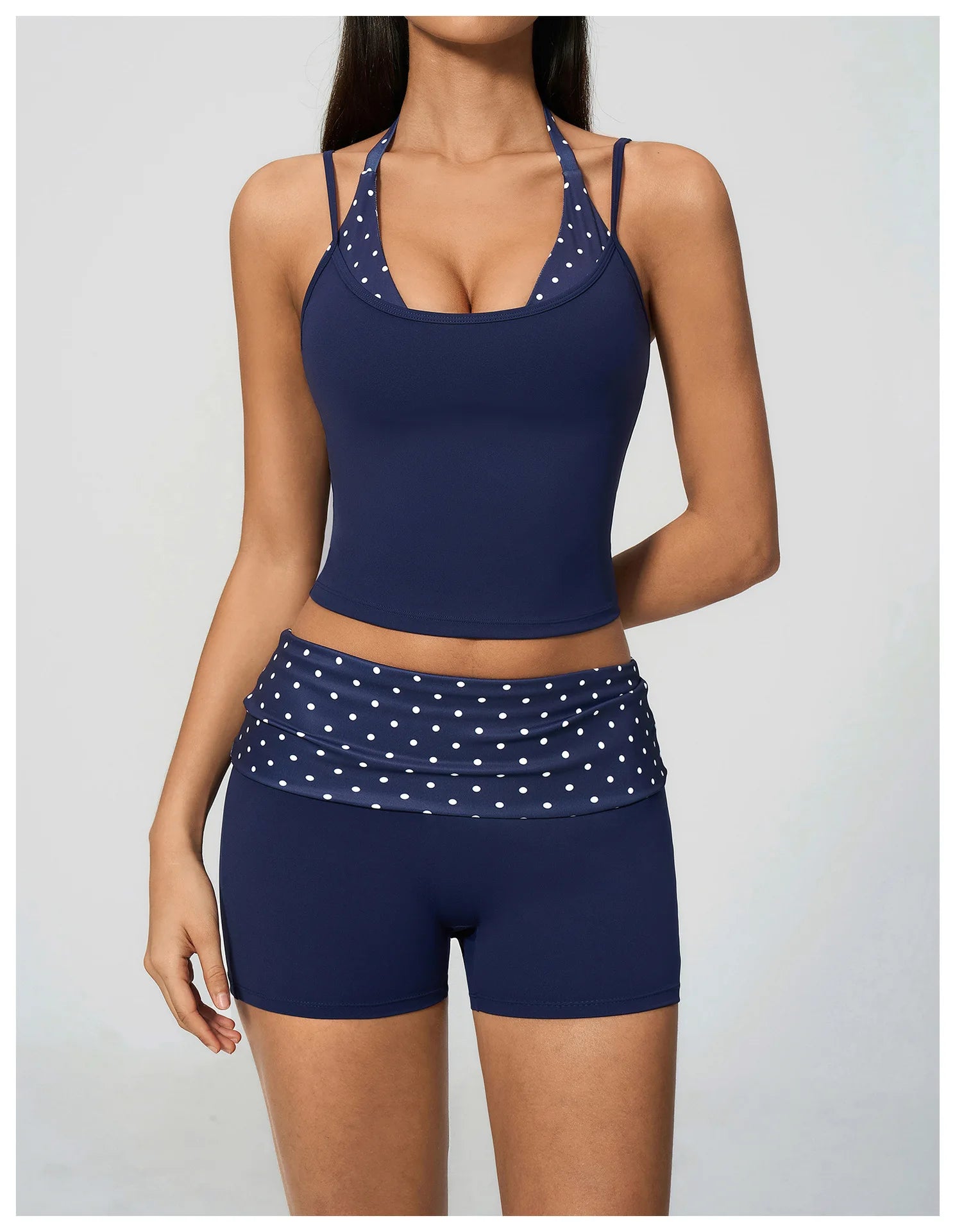 Polka Dot Yoga Tank Top Shockproof Striped Fitness Bra Gym Workout Vest Breathable Sport Top Halter Beautiful Back Sport Vest