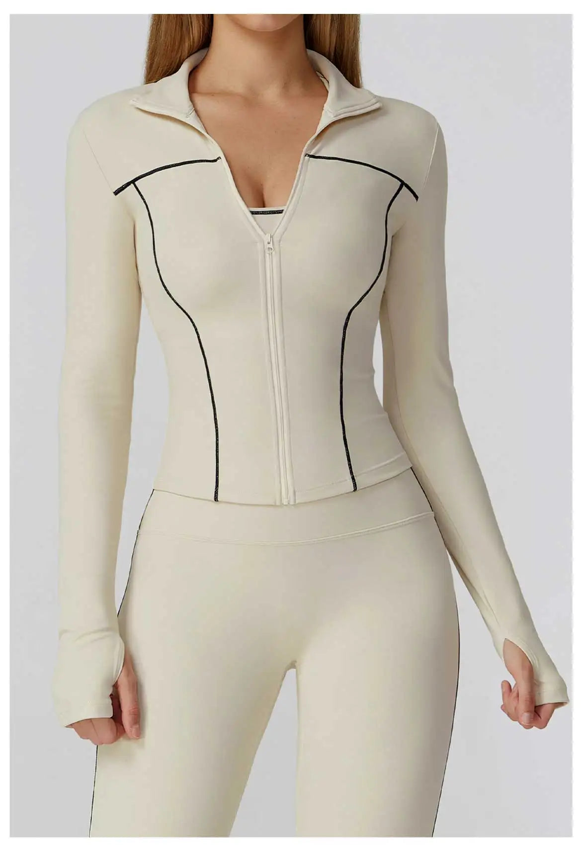 Women Zip Fitness Clothes Long Sleeve Sports Jacket Stand-up Collar Yoga Shirt Quick Dry Gym Top Outdoors Sunscreen Running Coat