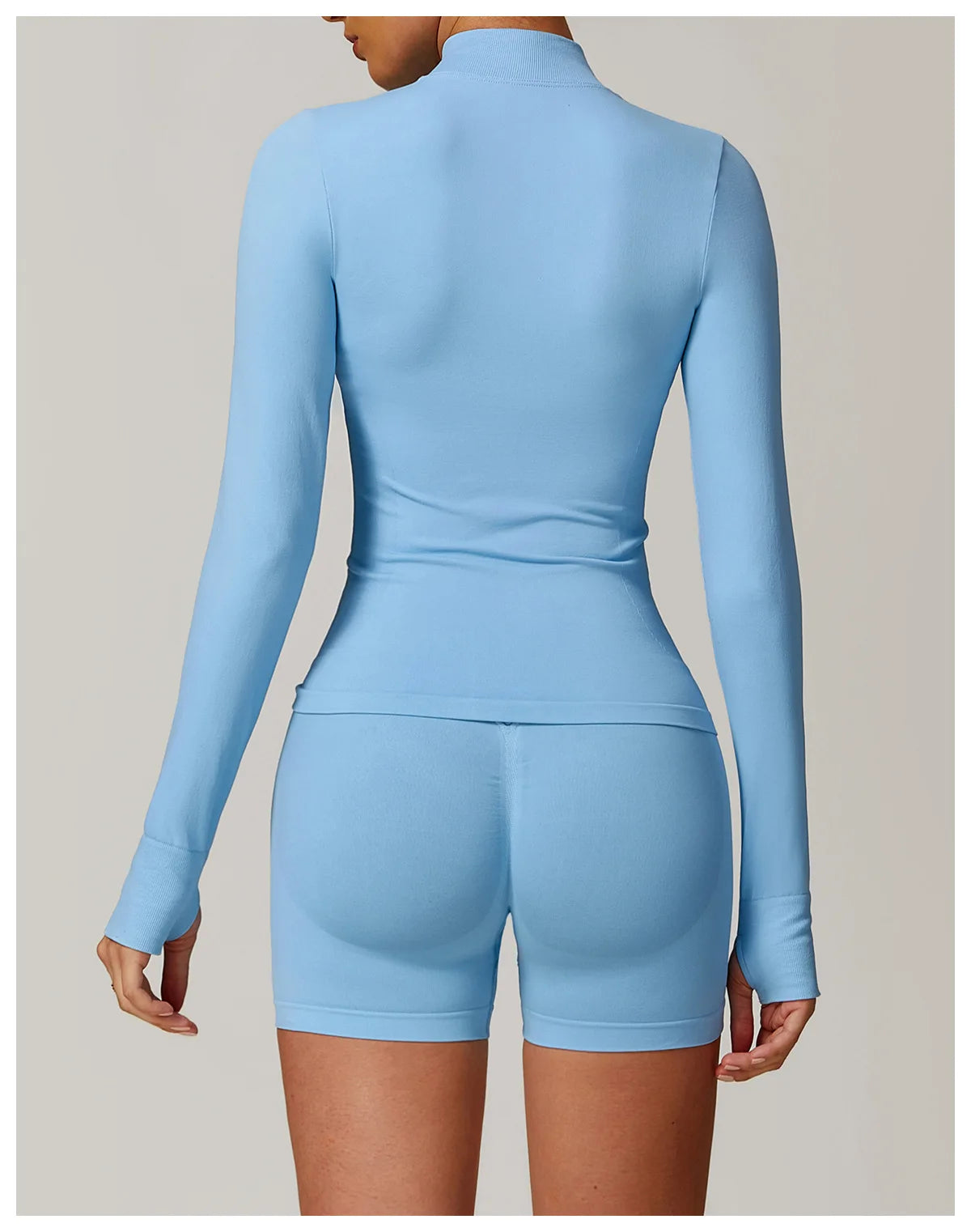 Women Zipper Yoga Long Sleeve Seamless Crop Tops Female Gym Jacket Yoga T-shirts Solid Sports Top Running Workout Athletic Wear