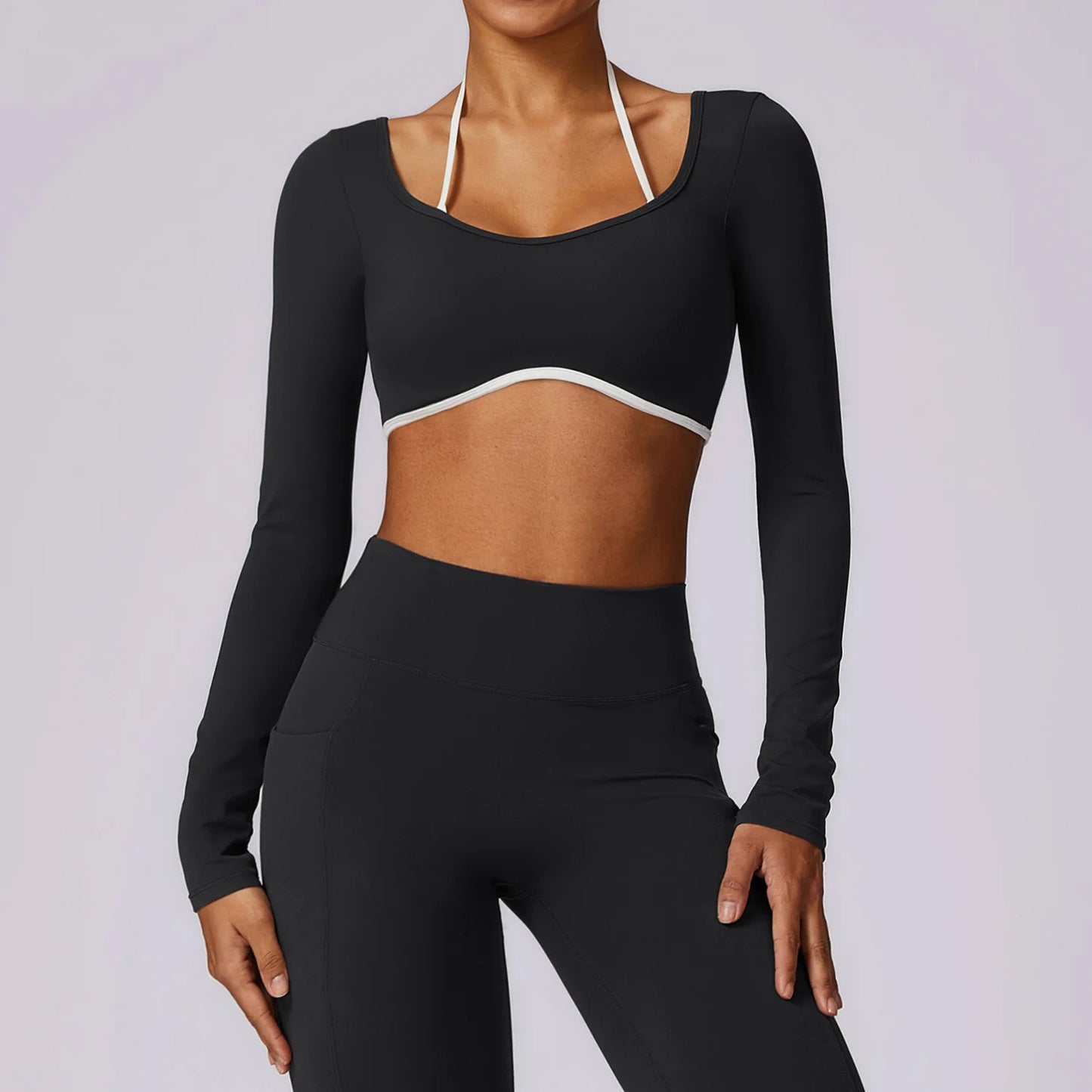 Women's Solid Sport Shirts High Elastic Gym Yoga Top Breathable Long Sleeve Yoga Top Slim Fitness Sports Dry Sportswear Yoga Top