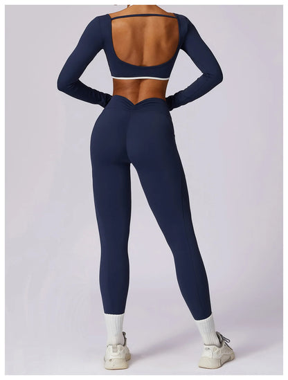 Women's Solid Sport Shirts High Elastic Gym Yoga Top Breathable Long Sleeve Yoga Top Slim Fitness Sports Dry Sportswear Yoga Top