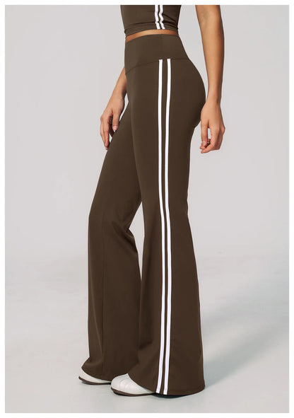 Summer Yoga Pants Women's High Waist Push Up Flared Pants Fitness Wide-Leg Pants Athletic Wear Running Workout Flared Trousers