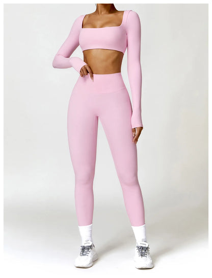New Yoga Long sleeved Women's Outdoor Running Fitness Wear T-shirt Long sleeved Yoga Shirt Gym Push Up Workout Single Piece Top
