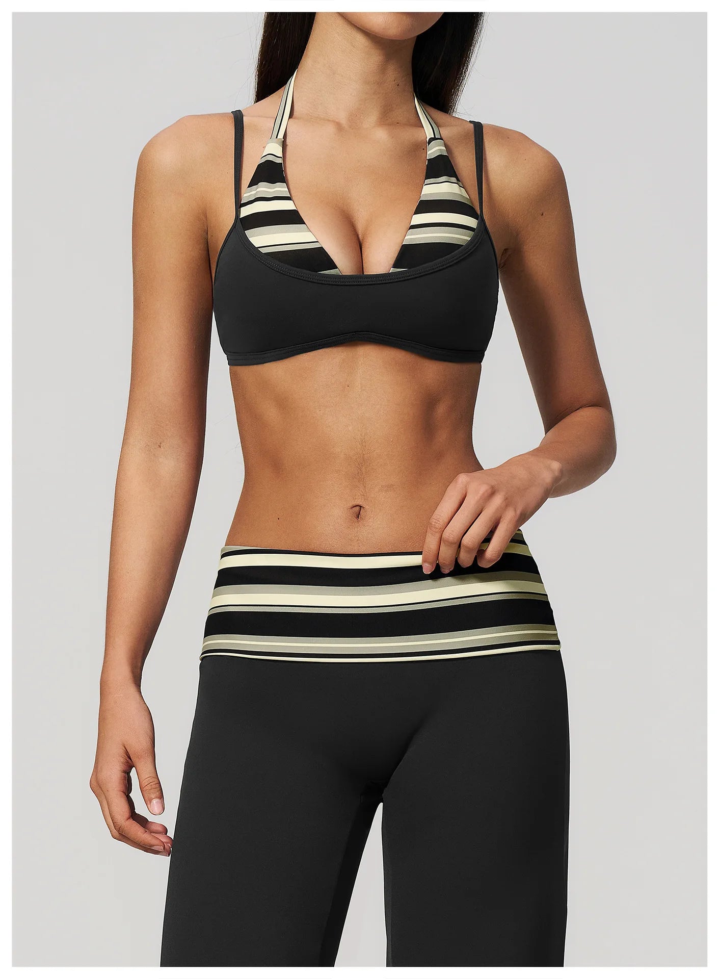 Women's Striped Yoga Bra Breathable Sports Underwear Shockproof Workout Top Sexy Polka Dot Bra Beautiful Back Sports Yoga Top