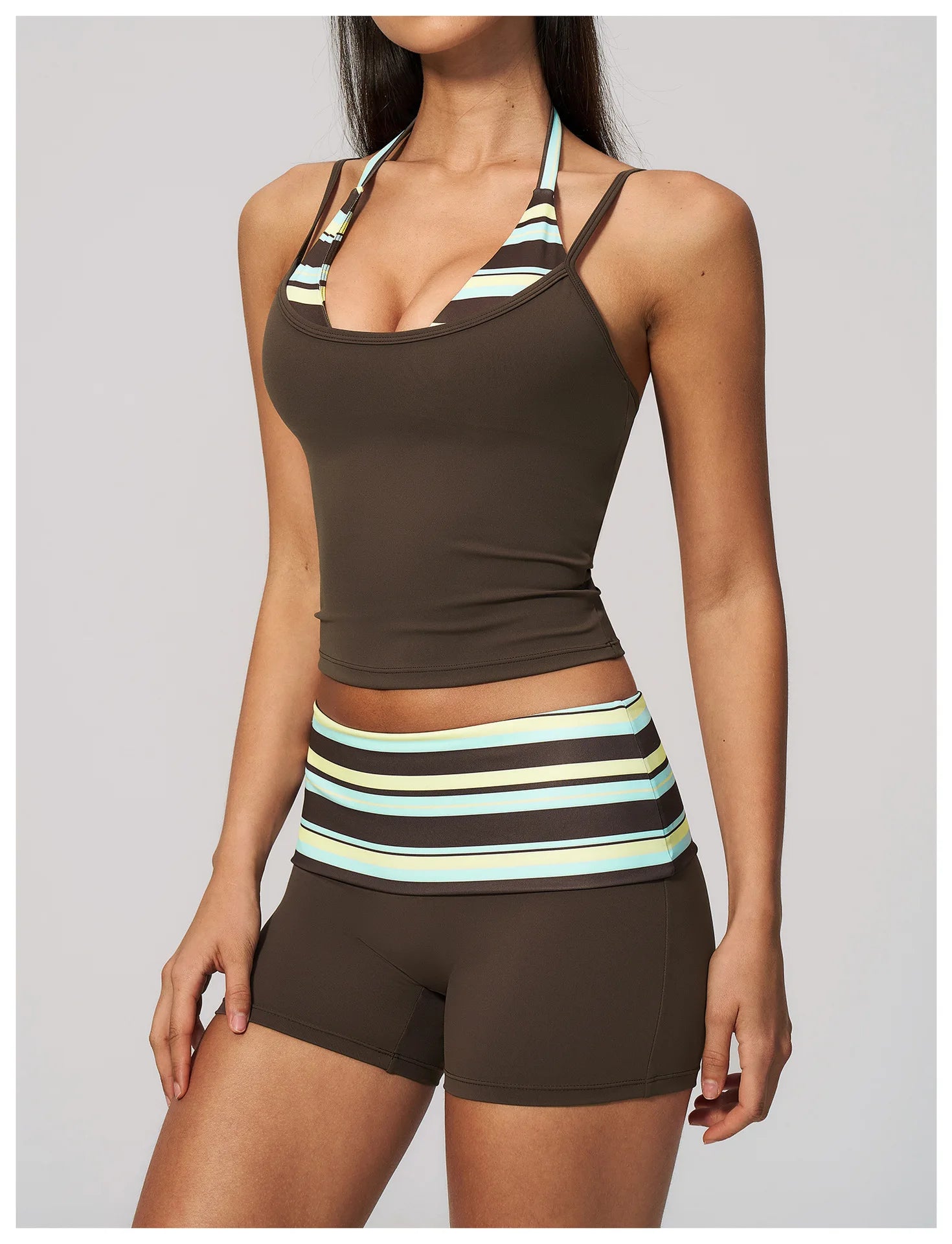 Polka Dot Yoga Tank Top Shockproof Striped Fitness Bra Gym Workout Vest Breathable Sport Top Halter Beautiful Back Sport Vest