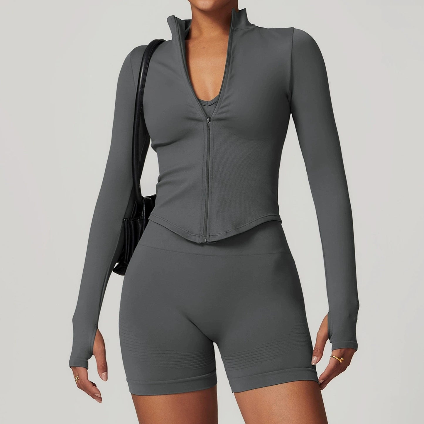 Outdoor Sports Long Sleeved Women's Slim Yoga Quick Dry Tight Fitting Quick Drying Stand Up Collar Jacket Running Fitness Jacket