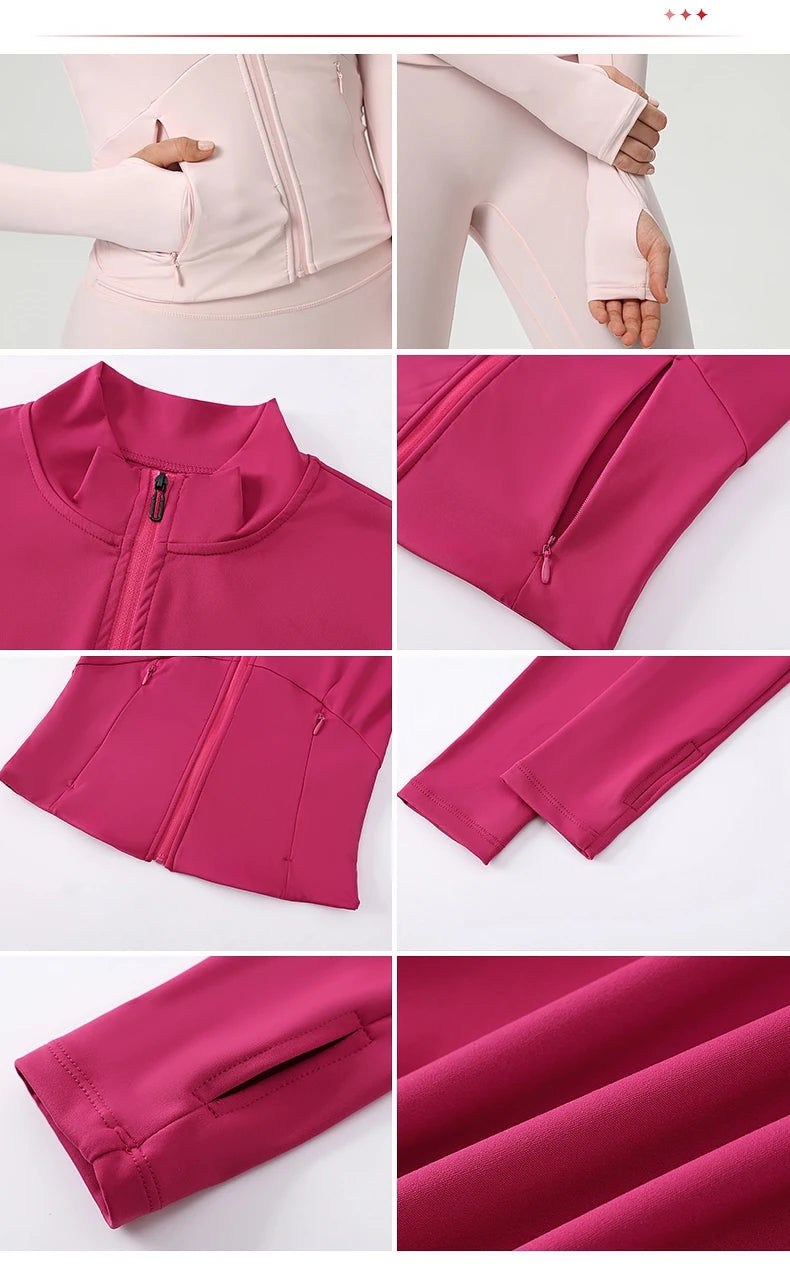 Fitness Sport Women's Zipper Long-sleeved Quick-drying Training Yoga Gym Clothing Clothes Summer Running Breathable Slim Fit Top