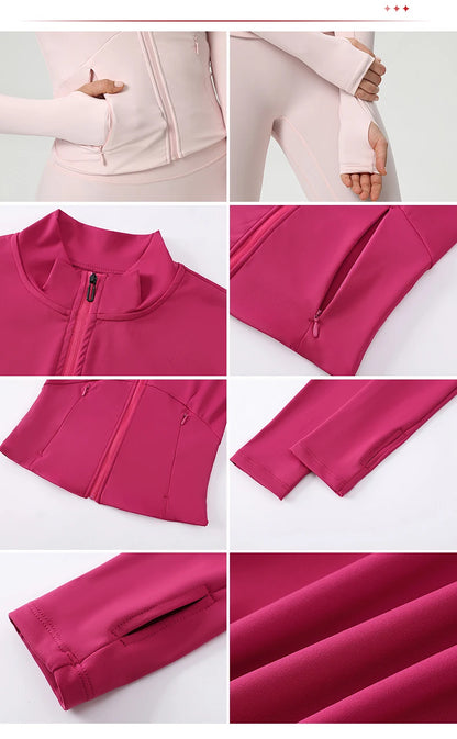 Fitness Sport Women's Zipper Long-sleeved Quick-drying Training Yoga Gym Clothing Clothes Summer Running Breathable Slim Fit Top