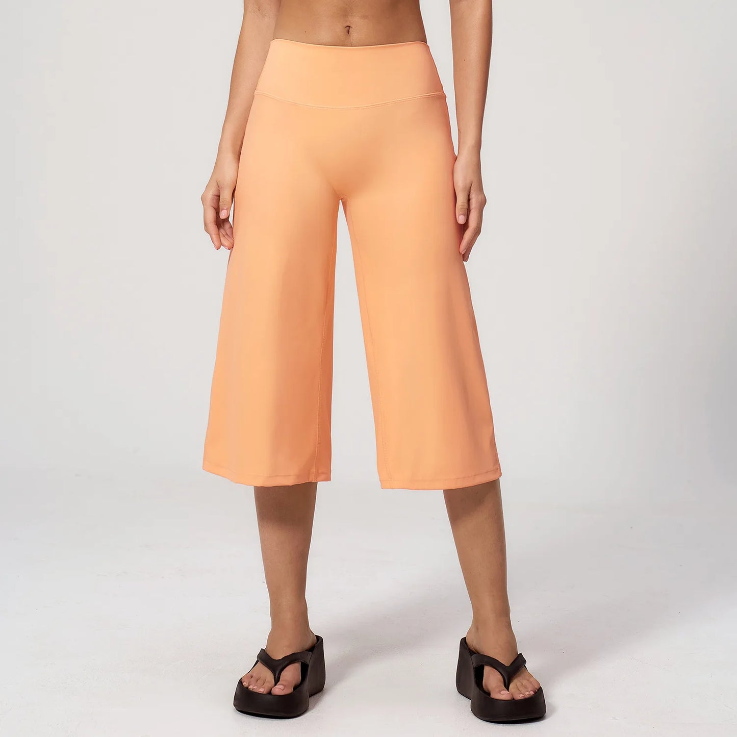Summer Sports Pants Women Capri Pants Wide Leg Yoga Cropped High Waist Workout Seven Pant Female Running Legging Fitness Shorts