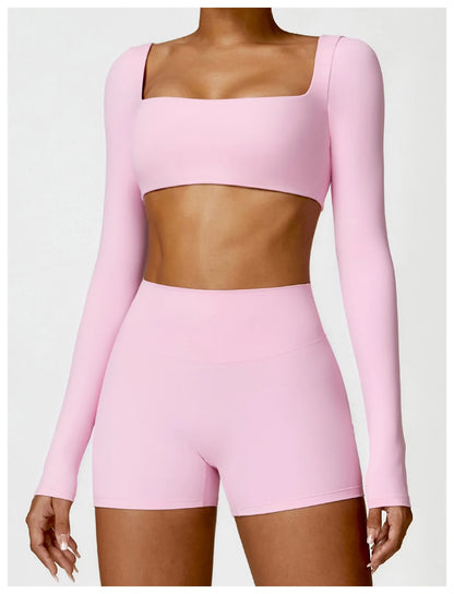 New Yoga Long sleeved Women's Outdoor Running Fitness Wear T-shirt Long sleeved Yoga Shirt Gym Push Up Workout Single Piece Top