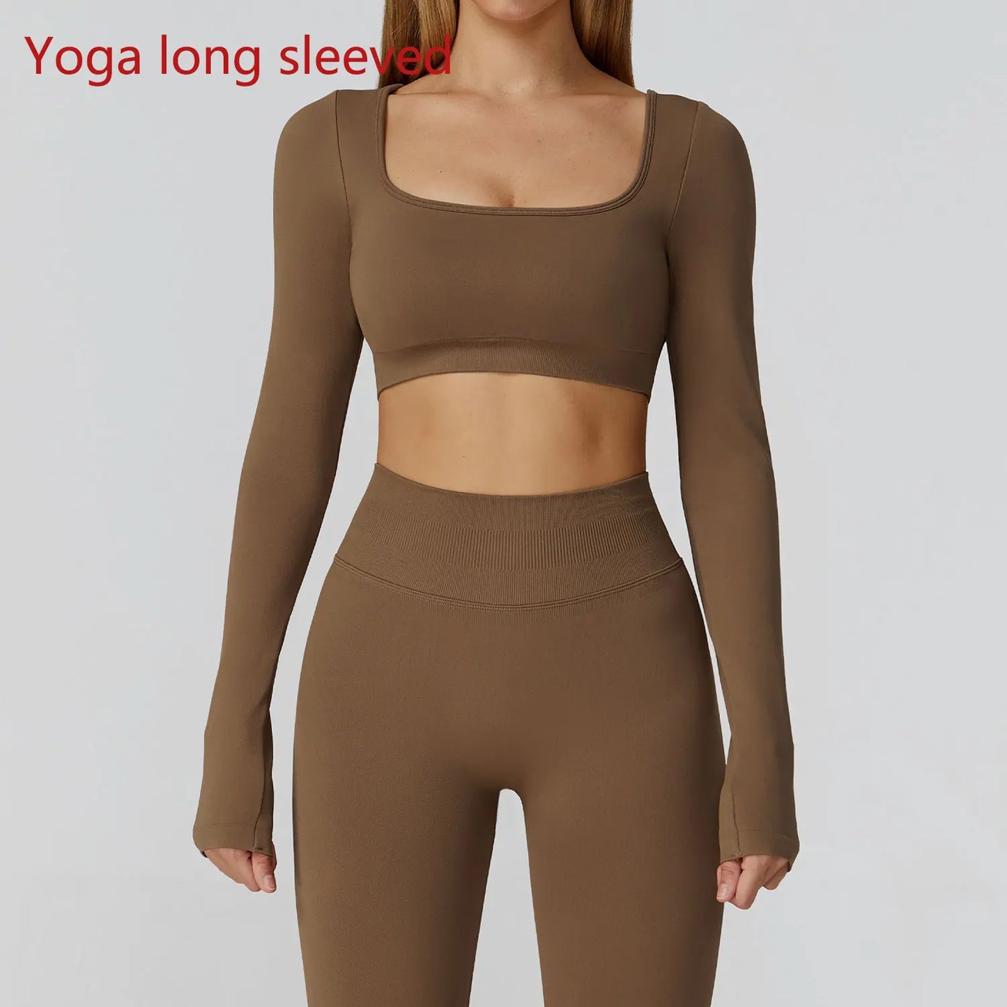 Women's Yoga Top Seamless Long Sleeved Sports Wear Workout Tops T-shirt Fitness Running Hollow out Backless Gym Woman SportShirt