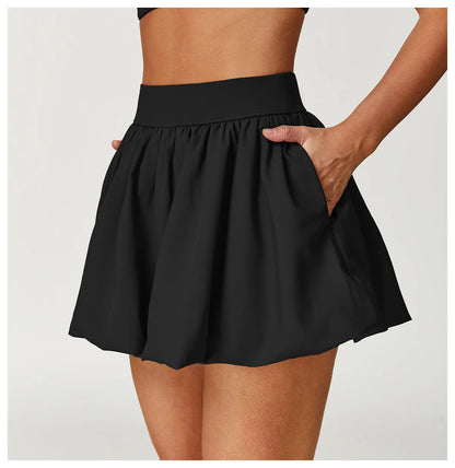 Women Sports Skirts High Waist Yoga Tennis Shorts Dress With Pocket Running Golf Skirt Quick Dry Breathable Belt Safety Pants