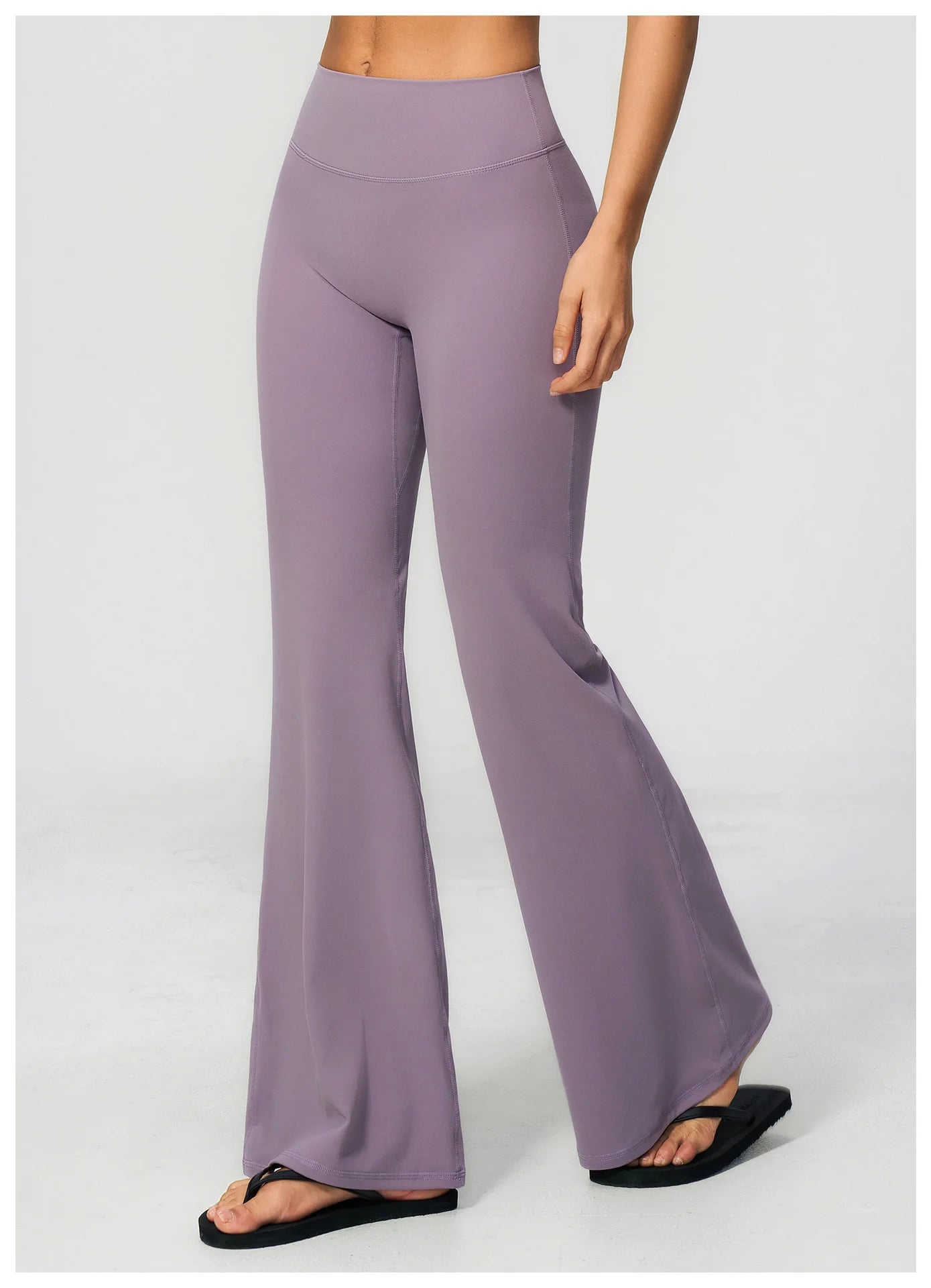 Summer Solid Color Flared Pants Women Breathable Yoga Pants High Waist Butt Lift Sports Pants Scrunch Butt Flared Trousers