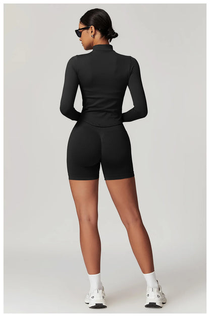 New Zipper Sports Top Women Gym Long Sleeve for Fitness Seamless Coat  Clothing Running Workout Tights Gym Tops Yoga Shirts