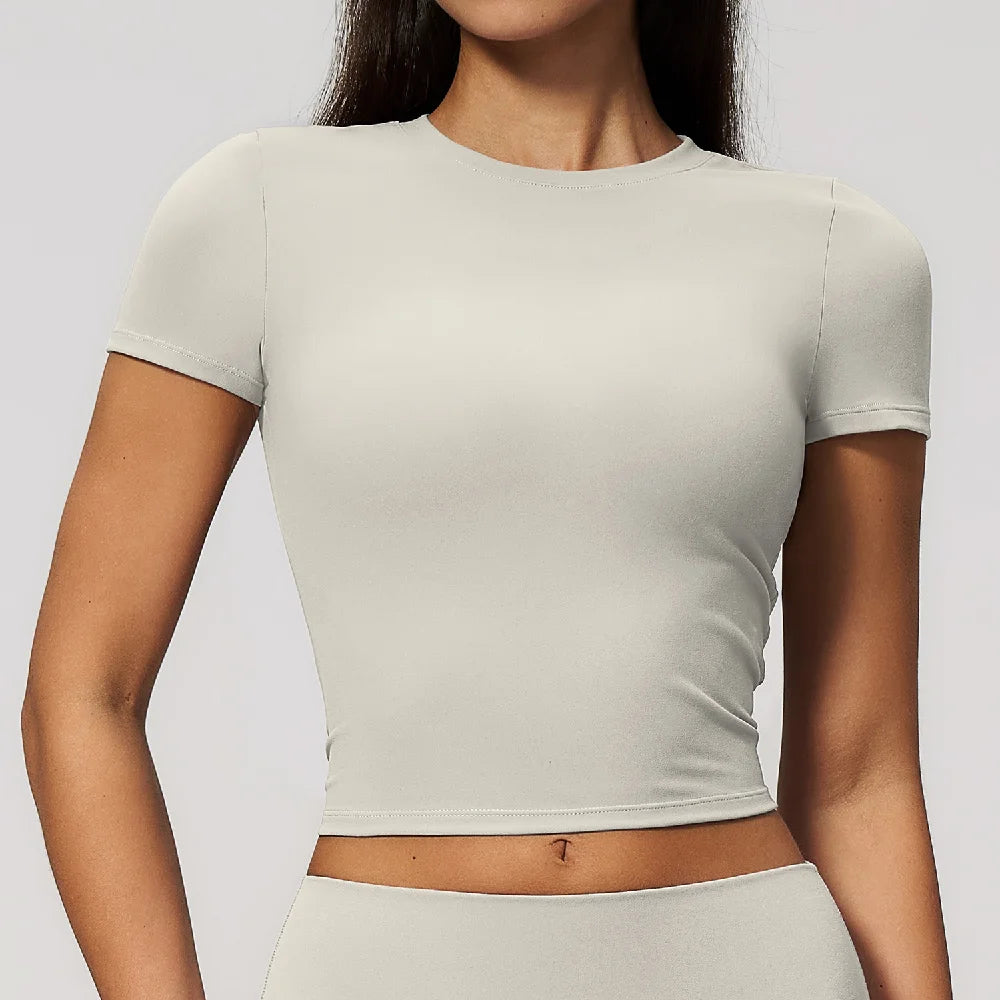Women Yoga Top Sport T Shirts Fitness Clothes Quick-Drying Short Sleeve Yoga Shirt Gym Workout Top Running Active Wear Sport Top