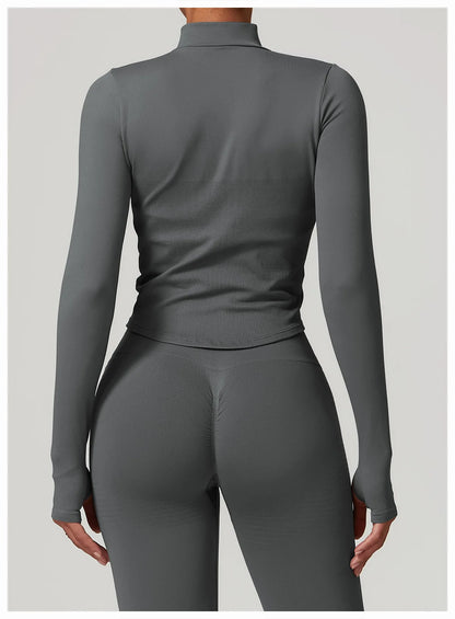 Outdoor Sports Long Sleeved Women's Slim Yoga Quick Dry Tight Fitting Quick Drying Stand Up Collar Jacket Running Fitness Jacket