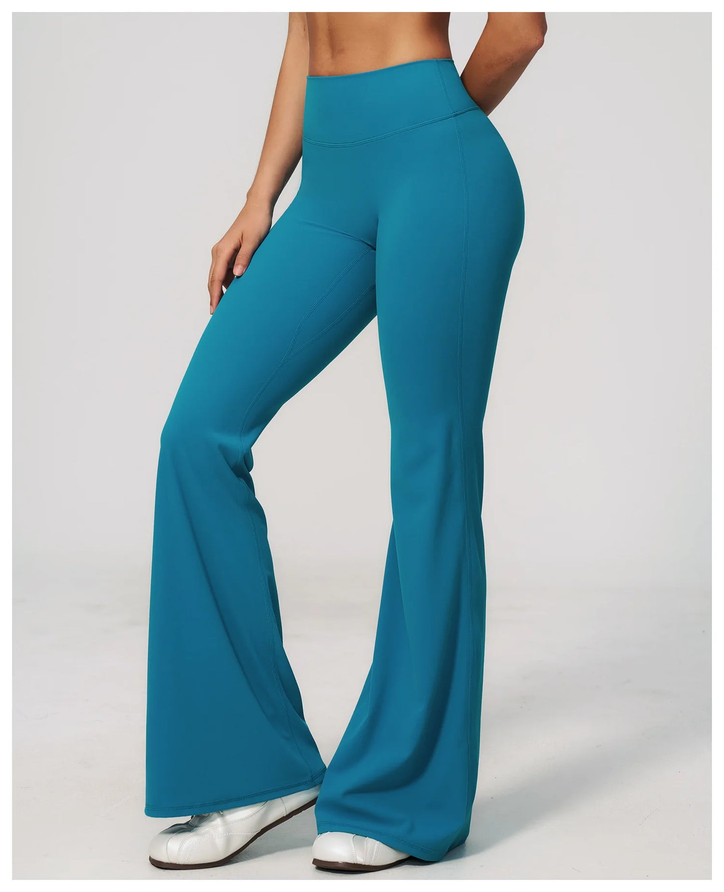Summer Solid Color Flared Pants Women Breathable Yoga Pants High Waist Butt Lift Sports Pants Scrunch Butt Flared Trousers