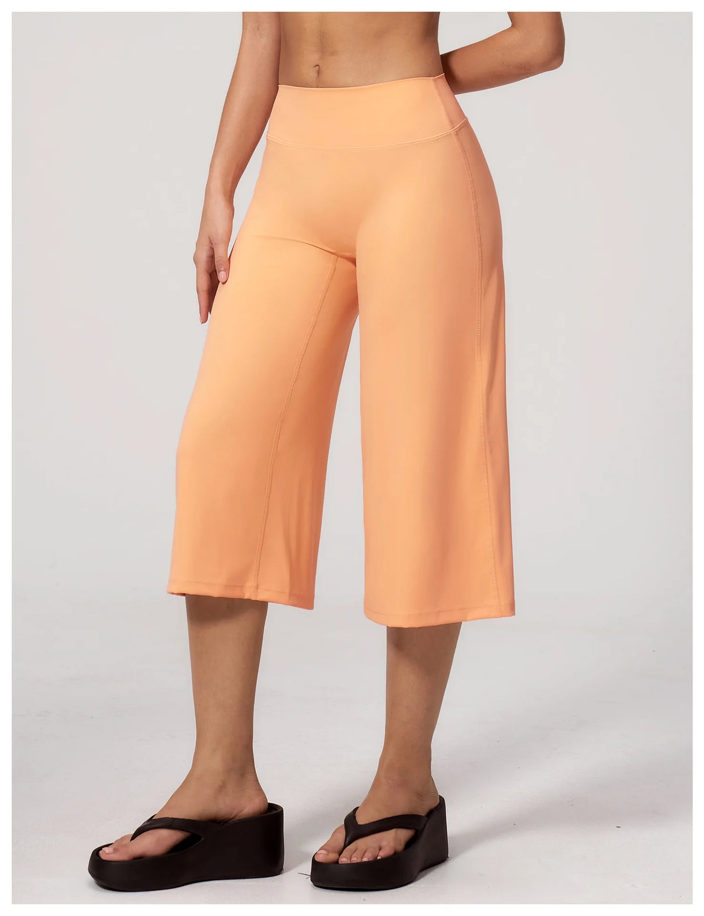 Summer Sports Pants Women Capri Pants Wide Leg Yoga Cropped High Waist Workout Seven Pant Female Running Legging Fitness Shorts