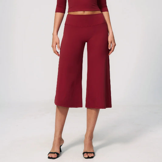 Summer Sports Pants Women Capri Pants Wide Leg Yoga Cropped High Waist Workout Seven Pant Female Running Legging Fitness Shorts