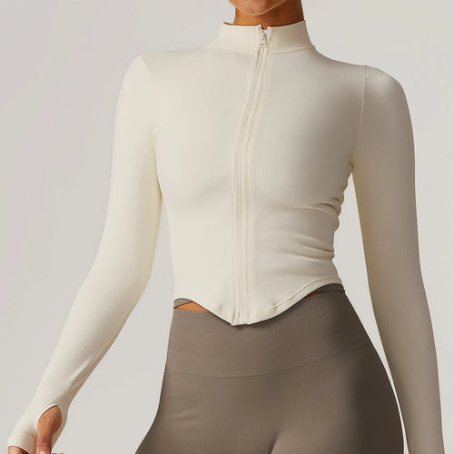 New Zipper Sports Top Women Gym Long Sleeve for Fitness Seamless Coat  Clothing Running Workout Tights Gym Tops Yoga Shirts