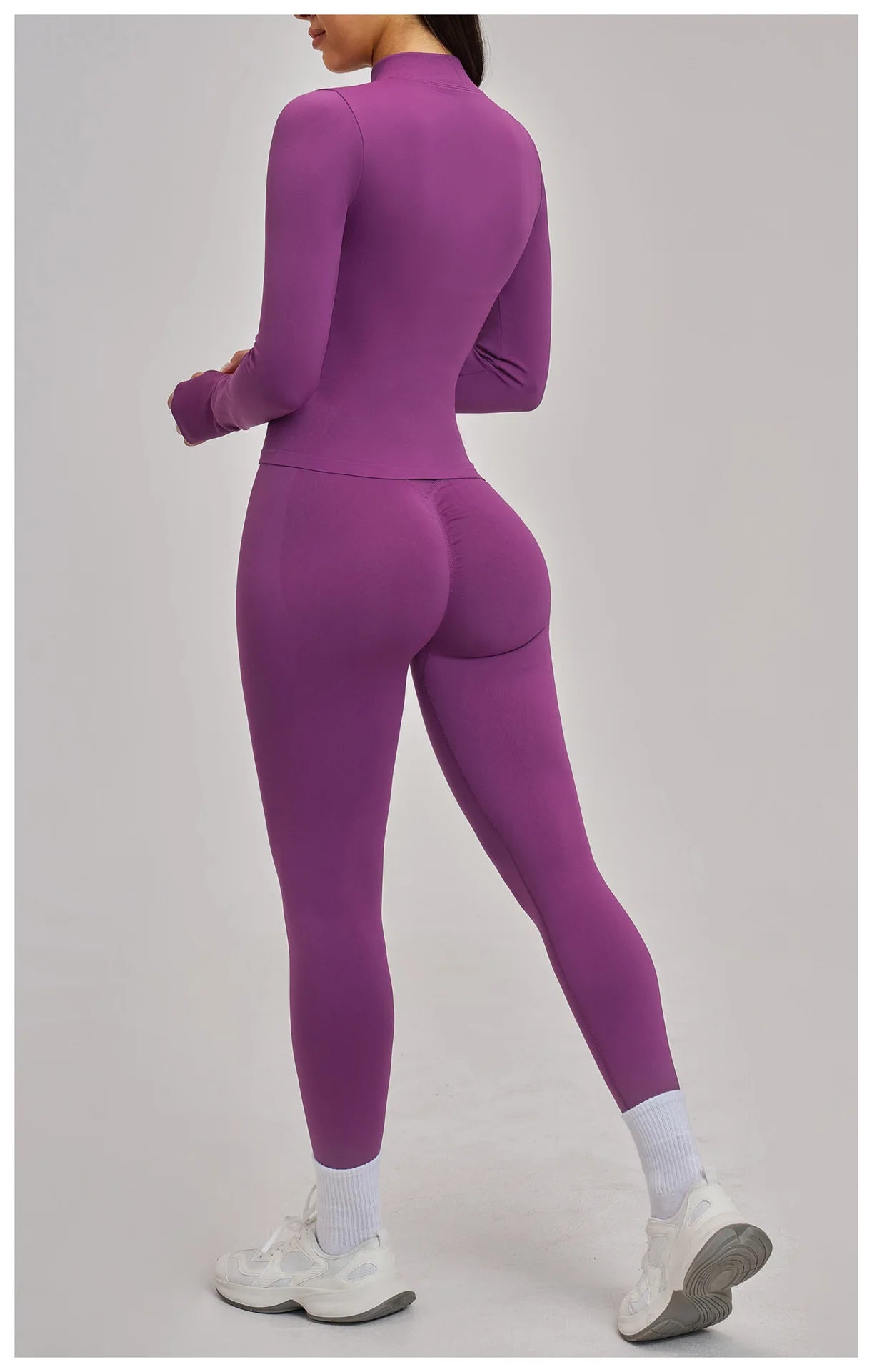 Women Zipper Yoga Long Sleeve Seamless Crop Tops Female Gym Jacket Yoga T-shirts Solid Sports Top Running Workout Athletic Wear