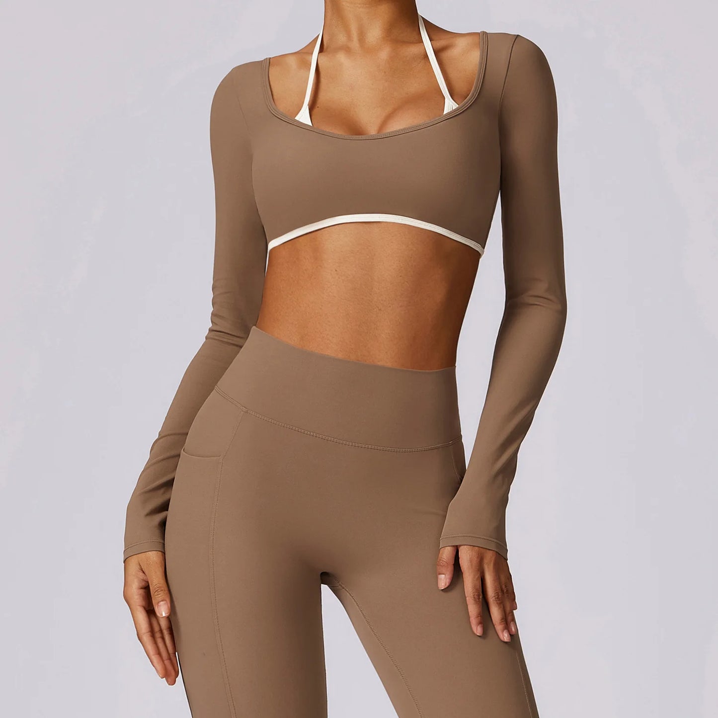 Women's Solid Sport Shirts High Elastic Gym Yoga Top Breathable Long Sleeve Yoga Top Slim Fitness Sports Dry Sportswear Yoga Top