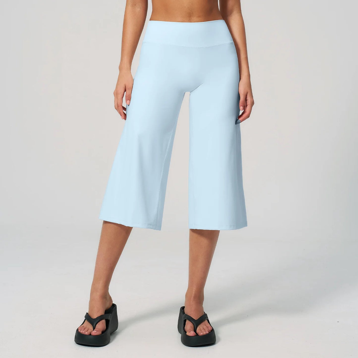 Summer Sports Pants Women Capri Pants Wide Leg Yoga Cropped High Waist Workout Seven Pant Female Running Legging Fitness Shorts