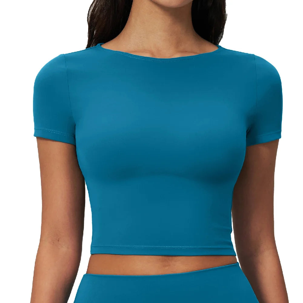 Women Yoga Shirts Fitness T-Shirt Sports Short Sleeve Gym Clothes Female Workout Short Sleeve Sports Shirts Running Active Wear