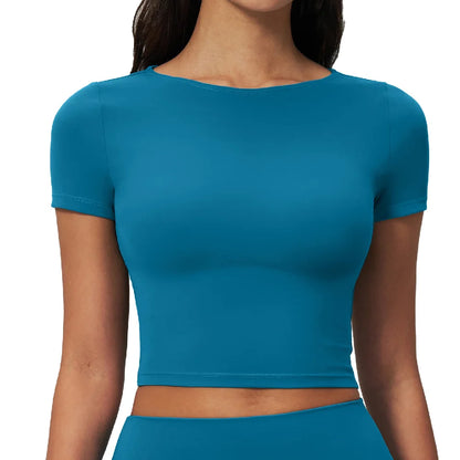 Women Yoga Shirts Fitness T-Shirt Sports Short Sleeve Gym Clothes Female Workout Short Sleeve Sports Shirts Running Active Wear