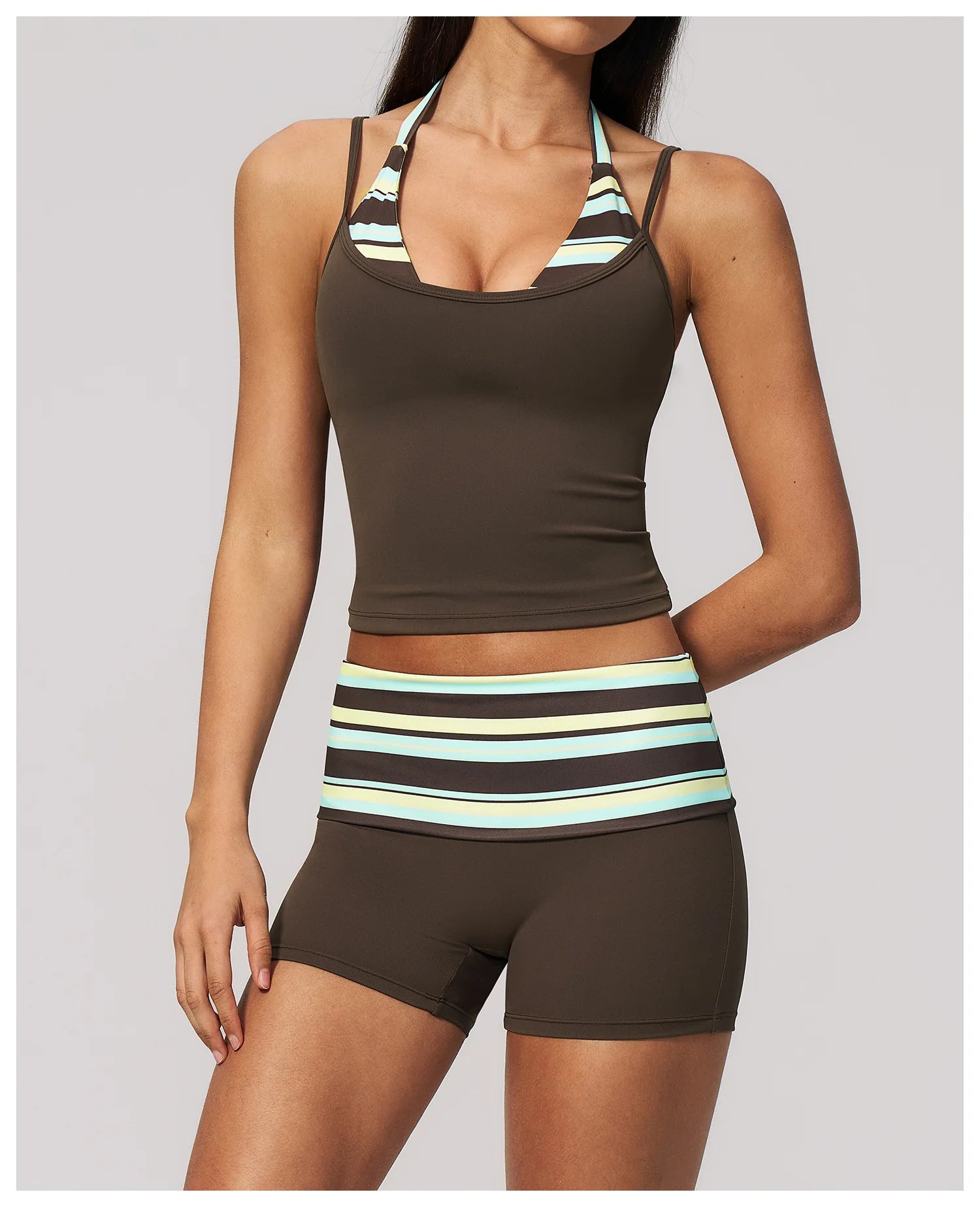 Polka Dot Yoga Tank Top Shockproof Striped Fitness Bra Gym Workout Vest Breathable Sport Top Halter Beautiful Back Sport Vest