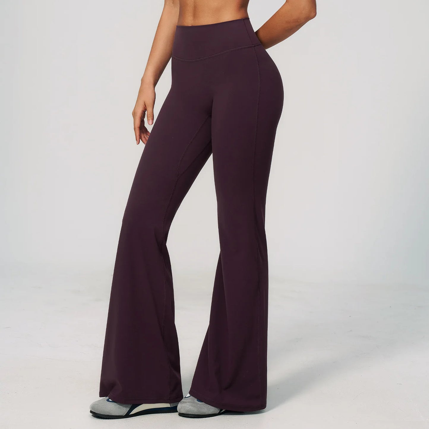 Summer Solid Color Flared Pants Women Breathable Yoga Pants High Waist Butt Lift Sports Pants Scrunch Butt Flared Trousers