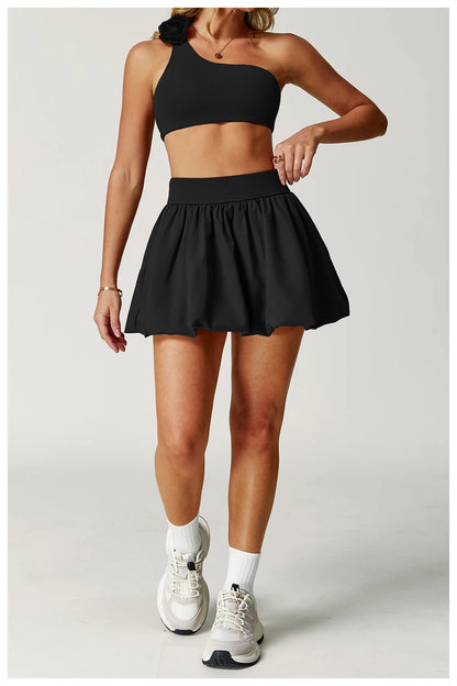 Women Sports Skirts High Waist Yoga Tennis Shorts Dress With Pocket Running Golf Skirt Quick Dry Breathable Belt Safety Pants
