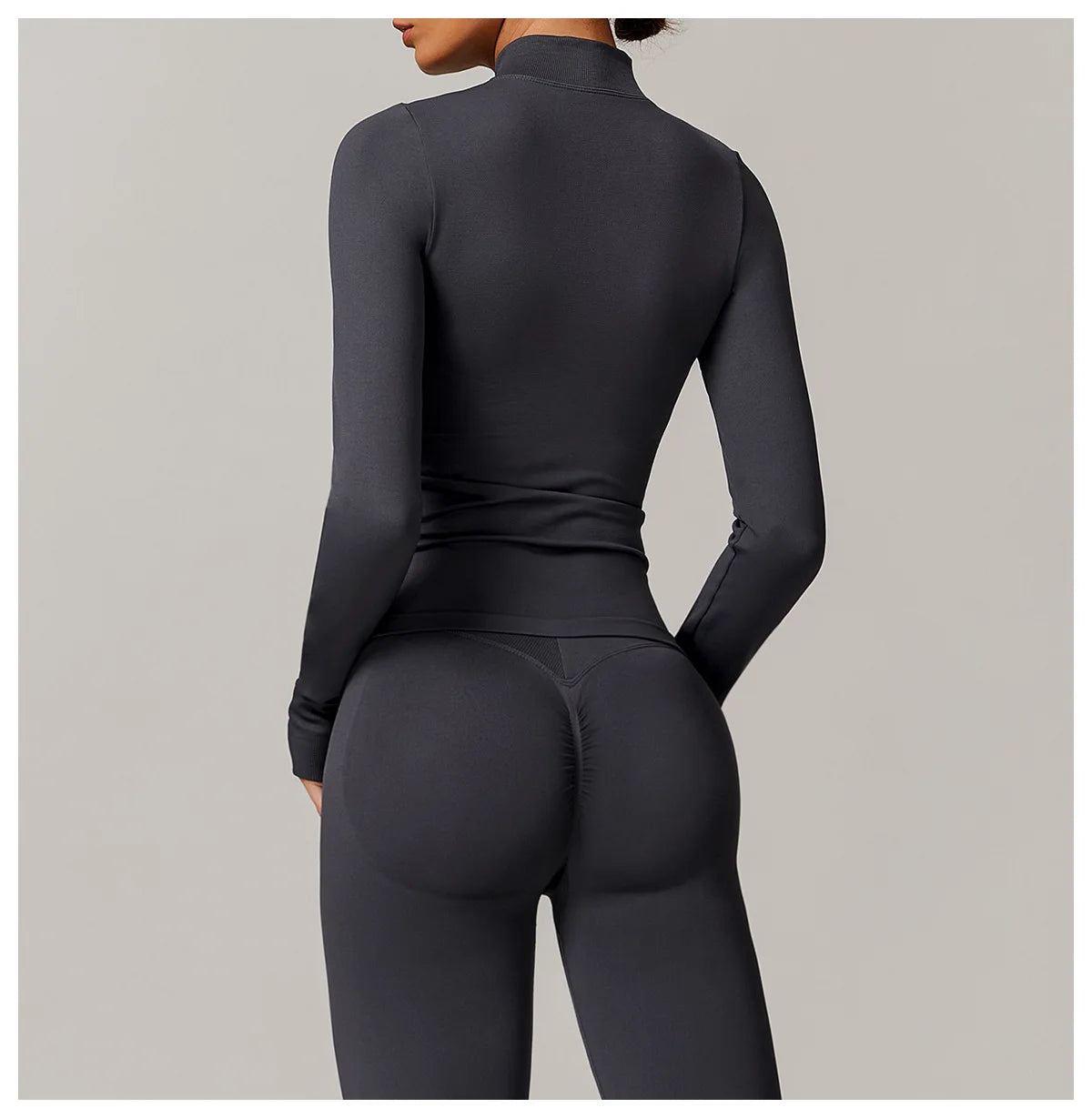 Women Zipper Yoga Long Sleeve Seamless Crop Tops Female Gym Jacket Yoga T-shirts Solid Sports Top Running Workout Athletic Wear