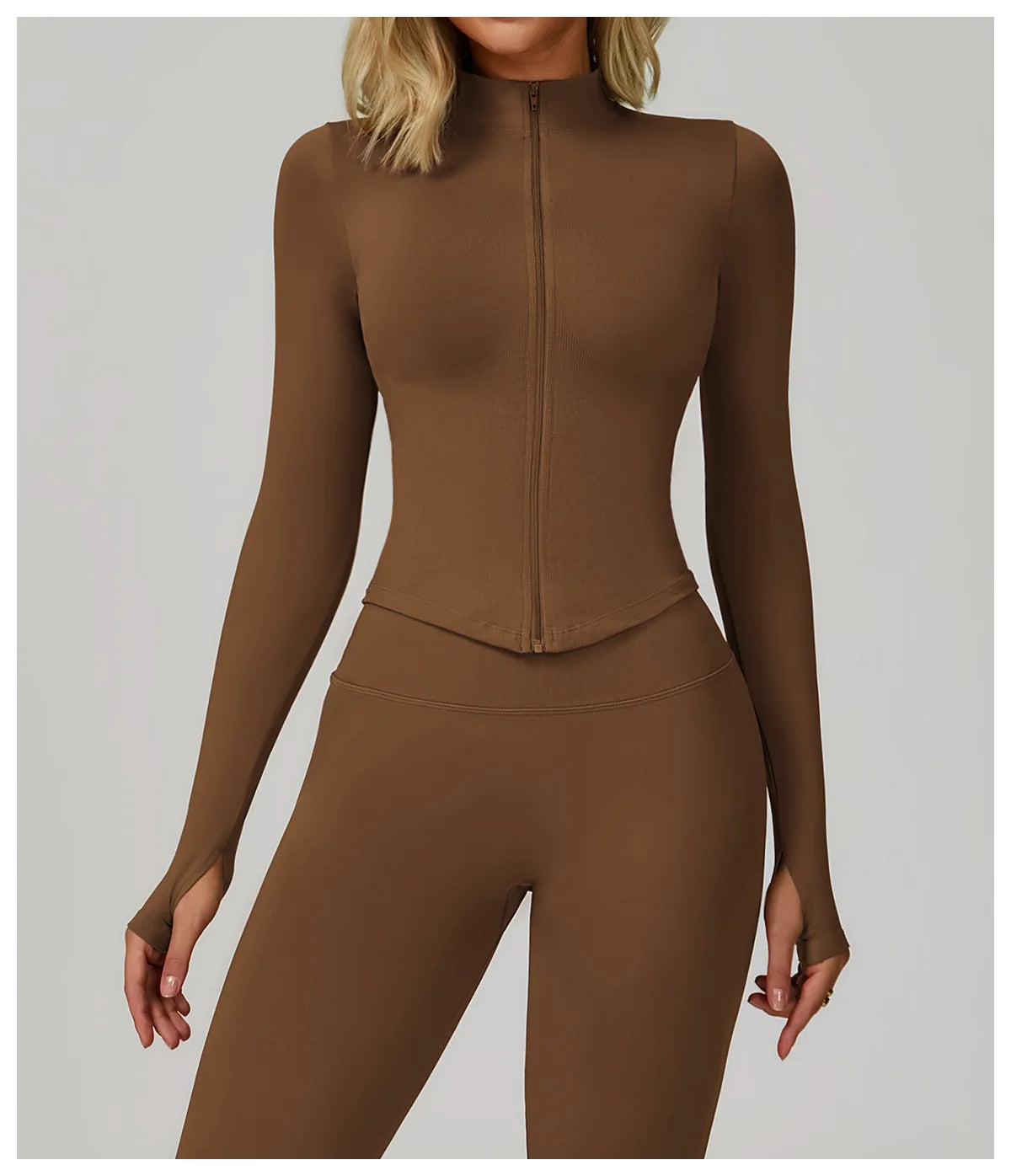 Outdoor Sports Long Sleeved Women's Slim Yoga Quick Dry Tight Fitting Quick Drying Stand Up Collar Jacket Running Fitness Jacket