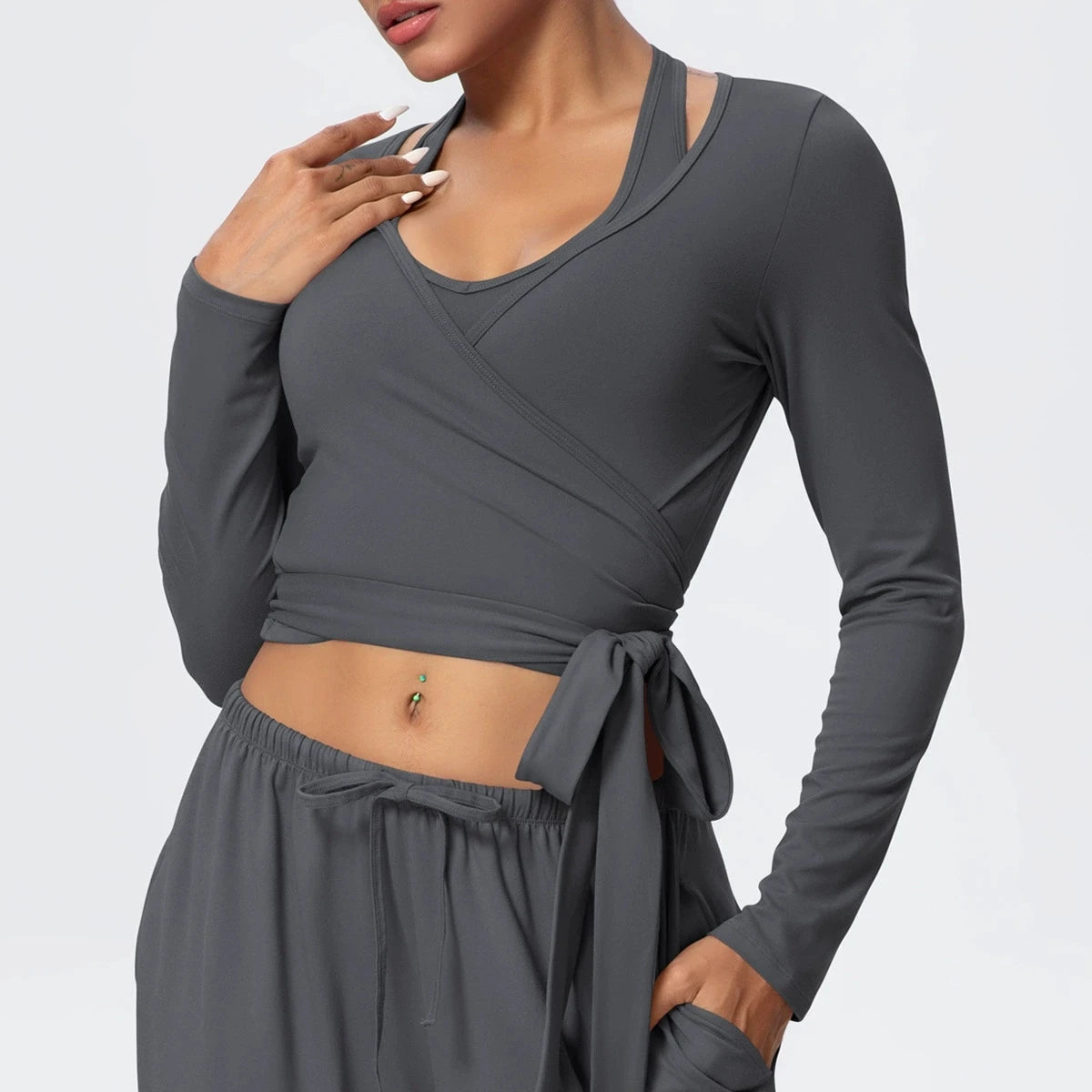 Yoga Long Sleeves Women Running Training Fitness Personalized Yoga Clothing With Strap Top Outdoor Sports Windproof Running Suit