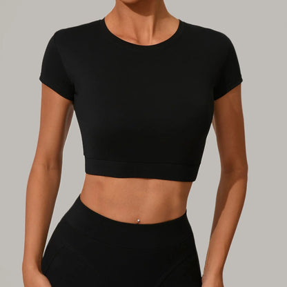 Women Yoga Top Sport T-Shirts Exercise Fitness Clothes Short Sleeve Yoga Shirt Gym Top Running Quick Drying Workout Sport Top
