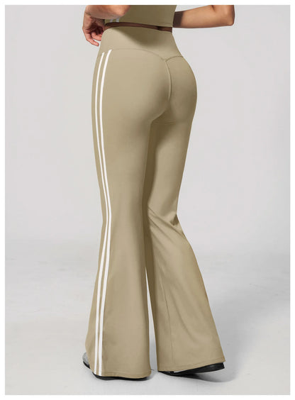 Summer Yoga Pants Women's High Waist Push Up Flared Pants Fitness Wide-Leg Pants Athletic Wear Running Workout Flared Trousers