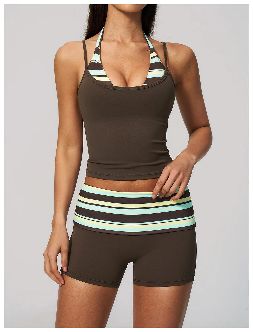 Polka Dot Yoga Tank Top Shockproof Striped Fitness Bra Gym Workout Vest Breathable Sport Top Halter Beautiful Back Sport Vest