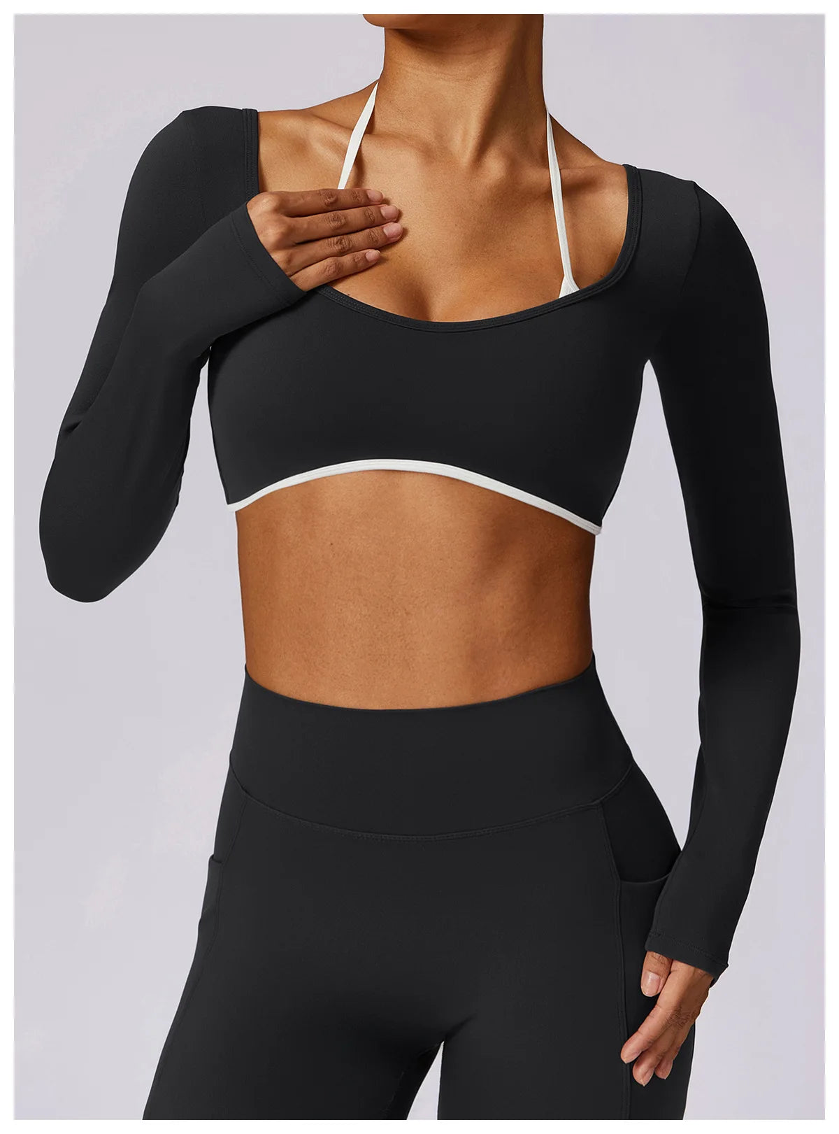 Women's Solid Sport Shirts High Elastic Gym Yoga Top Breathable Long Sleeve Yoga Top Slim Fitness Sports Dry Sportswear Yoga Top