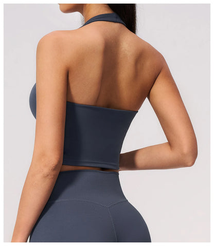 Summer New Yoga Bra Women Sports Shockproof Bra Sexy V-Neck Fitness Underwear Female Backless Sports Bra Gym Push Up Workout Top